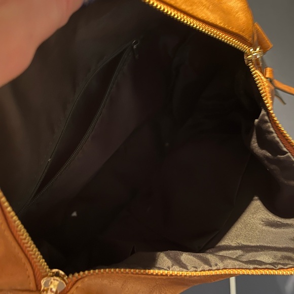 Brown Leather Backpack with Colorful Strap - Picture 3 of 5